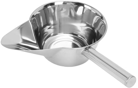 Brrnoo Pommes Frites i Rostfritt Stål Skopa Anknäbbformad Pip Plattbotten Mat Servering Skopa Verktyg för Catering Mat Prep Is Godis Popcorn Kaffebönor Servering Verktyg för (Höger Hand)