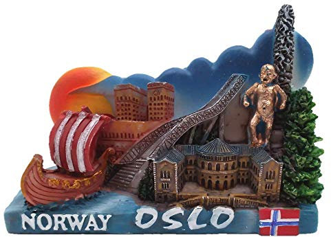 Aimant de réfrigérateur 3D Oslo Norvège - Cadeau souvenir - Décoration de la maison et de la cuisine - Aimant de réfrigérateur Oslo Norway