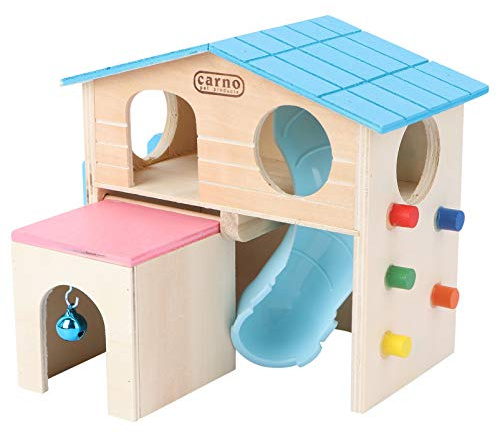 POPETPOP Maison pour Hamster avec Échelle Et Toboggan Cabane Bois pour Petit Animal Jouet De Jeu Et Cachette