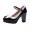 Blockabsatz High Heels Pumps Plateau Lack Mary Jane Damen Schuhe Pumps(Schwarz,38)