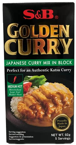 S&B Curry Japonés, Pastillas de Curry Spice, Sazonador Picante, Sabor Picante Medio, Condimento ideal para tus Recetas, 92 g (Paquete de 1)