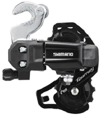 Shimano Tourney/TY Tourney TY200 rear derailleur, 6/7-speed, with BMX/Track bracket, SS short cage, Black