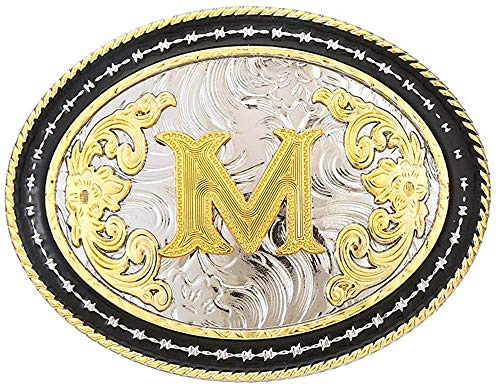 STARBRILLIANT Fibbia Per Cintura Western Da Uomo Grande Fibbia Per Cintura Da Cowboy Fibbia Per Cintura Con Iniziale Cowboy Rodeo Oro Con Lettere A Alla Z