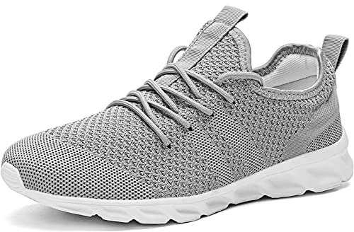 MGNLRTI Herren Schuhe Sneaker Laufschuhe Walkingschuhe Sommerschuhe Sportschuhe Straßenlaufschuhe Turnschuhe Fitness Joggingschuhe Workout Freizeitschuhe Männer Running Shoes Gym Grau EU46