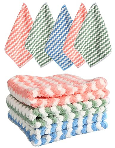 Chiffon Nettoyant Microfibre,Chiffons de Nettoyage en Microfibre,5Pcs Chiffons Microfibre de Nettoyage Chiffon de Nettoyage en Microfibre Multifunction Torchons de Nettoyage Chiffon(25 * 25CM)