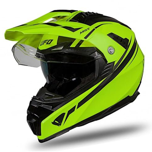 Ufo Aries Enduro-Helm mit doppeltem Visier, transparent, groß, rauchgrau, klein, Dual Off Road (M)