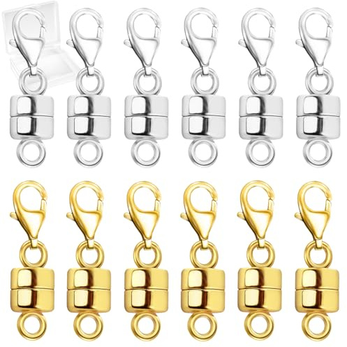 MKCYD Magnetic Necklace Clasp with Lobster Clasp,14K Gold and Silver Magnetic Jewelry Clasps for Necklace Extender Bracelet Closures