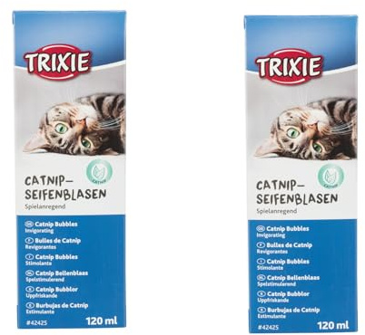 Trixie Catnip Burbujas de Jabón | Paquete Doble | 2 x 120 ml | Burbujas de jabón Que Pueden estimular el Juego | Contiene extracto de Hierba gatera para estimular el Instinto de Juego