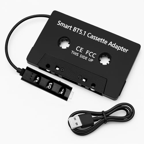 Adattatore a cassetta Bluetooth per auto, adattatore per cassette Bluetooth 5.1 per autoradio con microfono Hi-Fi stereo vivavoce per smartphone/lettore MP3/CD/iPod sull'autoradio