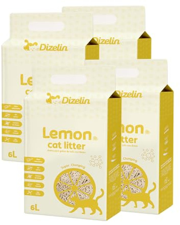 Arena para Gatos deTofu ecológico Vegetal Arena Natural Aglomerante (Lemon-24L)