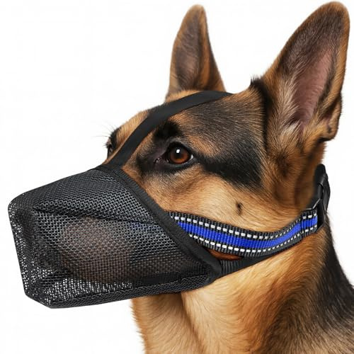 Kiiwah Bozal Perro, Transpirable Bozal Perro Mediano, Suave Ajustable Bozales para Perros con Malla, Evitar Que Masticar, Alimentar y Morder, Aplicable a Pequeño, Mediano y Grandes