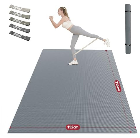 HAPBEAR Esterilla Deporte Grande, 213×152cm×8mm, Antideslizante Ultraduradero Esterilla Yoga para Ejercicio en Casa, Deporte Familiar, Colchoneta Gimnasia, Pilates, Gimnasia-Grey