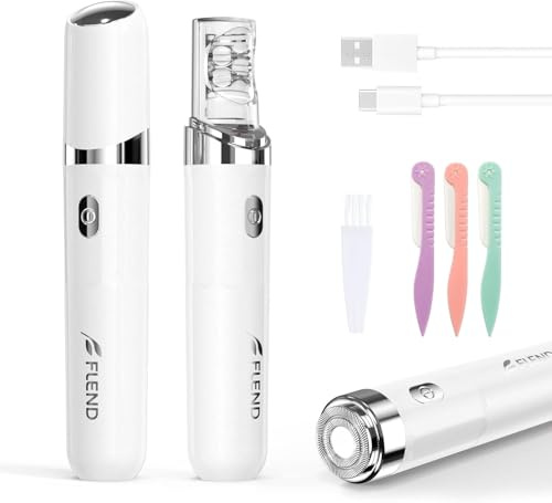 Facial Hair Remover for Women, 2-in-1 Epilator for Women with LED Light USB Rechargeable Portable Electric Epilators Painless Lady Shavers for Face, Lip, Chin, Leg, Arms, Bikini (White)