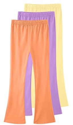 duxyoz 3 Pack Girls Flared Leggings - Cotton,Stretchy,Lightweight,Breathable,Comfy,High Waisted Soft Skinny Lounge Pants 3-15 Years