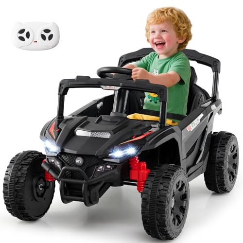 RELAX4LIFE Coche Eléctrico para Niños 3+ Años 12V con Control Remoto | 3 Velocidades 3-5km/h, Luces LED, Música, Bocina, Avance y Retroceso, Carro Eléctrico Infantil, 58x90x54cm (Rosa)