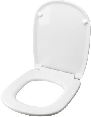 Toalettlock för Pozzi Ginori 500 Duo, Termosvit, gångjärn i rostfritt stål, normal eller långsam mjuk stängning