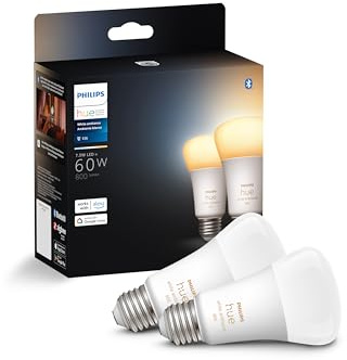 Philips Hue Smart 60W A19 LED Bulb - White Ambiance Warm-to-Cool White Light - 2 Pack - 800LM - E26 - Indoor - Control with Hue App - Works with Alexa, Google Assistant and Apple Homekit
