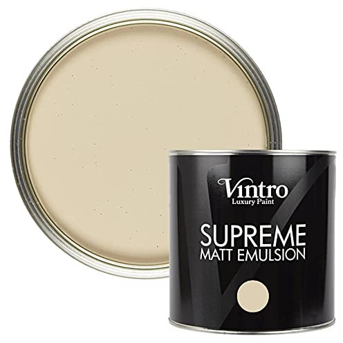 Vintro | Luxury Matt Emulsion | Dark Cream | Smooth Chalky Finish | Multi Surface Paint | for Walls, Ceilings, Wood and Metal 2.5 litres (Old Lace)
