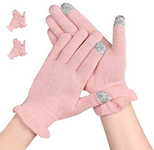 AovYoo 2 Pairs Cotton Moisturizing Gloves Touchscreen for Dry Hands, S | 100% Cotton, Touchscreen Fingertips, Breathable Mesh Knitted, Skin-Friendly Elastic Cuff, Ideal for Overnight Spa & Cracked
