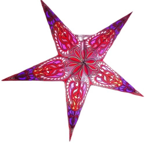 YEPSIO Paper Star Lantern Lampshade Light Shades Large 60cm Star Hanging Decorations for Christmas Wedding Home Decoration Birthday Party (Glitter Red, Blue, Multi)