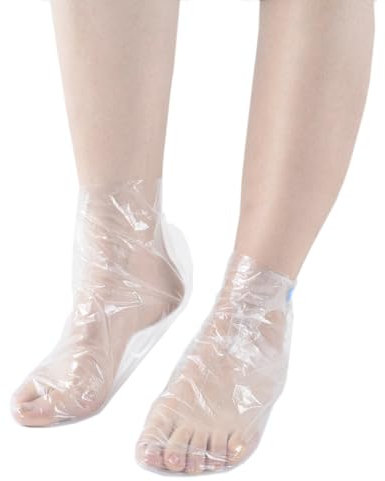 Jiasail Lot de 200 films jetables pour les pieds, doublure de bain en paraffine pour les pieds, sac en plastique anti-fissures, film étirable, chaussure d'essai, couvre-pied, housse de chaussette, sac
