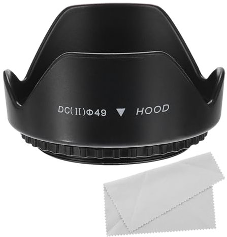 PATIKIL Parasol para Objetivo de Cámara de 49mm, Protector de Parasol en Forma de Floreses con Paño de Limpieza para Bloquear el Exceso de Luz Solar y Reducir los Destellos