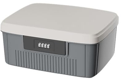 TWSOUL Cassaforte codice numerico, scatola sicurezza esterni, cassetta sicurezza a due strati, serratura combinazione, contenitore portatile medicina (grigio)