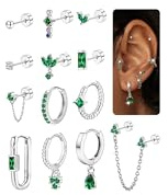 MILACOLATO 13Pezzi Piercing Orecchio Helix Donna Oro Argento Orecchini Cerchio Acciaio Inossidabile Chirurgico Piercing Cartilagine Conch Anallergici Pendenti Gioielli Set Donna