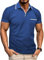 Ophestin Men's Polo Shirts Short Sleeve Tops Casual Raglan T Shirts Golf Polo Shirts Blue L