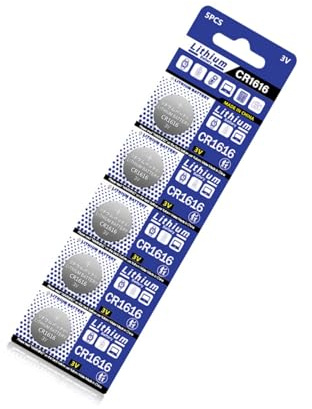 5 pilas de botón CR1616 de 3 V de repuesto DL1616/ECR1616/BR1616 para reproductores de MP3, cámaras digitales y collares para mascotas