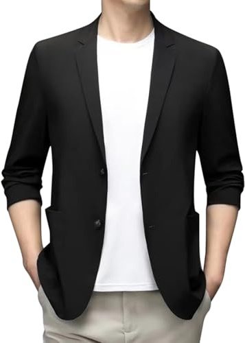 Genérico Blazer Hombre Casual Primavera, Americana Sport Hombre con Solapa Un Solo Botón Informal De Elegantes Chaqueta De Traje De Negocios De Corte Entallado para Bodas Negocios Y Veladas