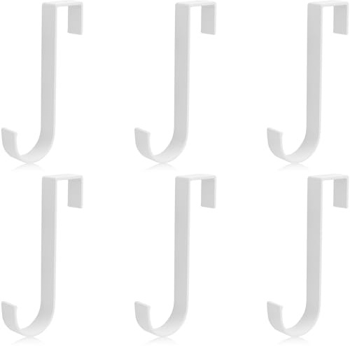 JYSNOW 6 Piezas Perchero Puerta, Ganchos en Forma de S, Acero Inox Ganchos Puerta, Sin Taladrar, para Colgar Adecuado Dormitorio, Baño, Cocina (Blanco)