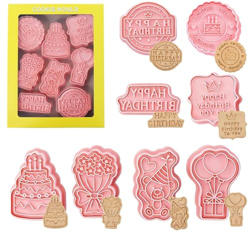 HIVTE 8-pack Kakmått för Födelsedag, Siffer- och Formskärare för Bakning, Tårtdekoration och DIY-kex, Fondant och Bakverk