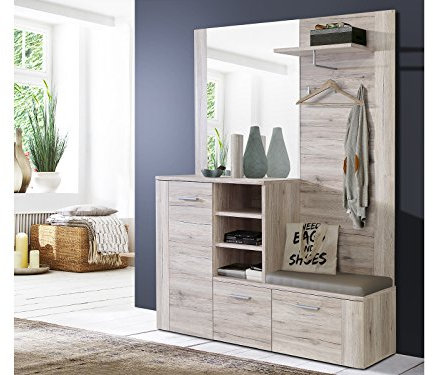 möbelando Kompaktgarderobe Flurmöbel Garderobe Minigarderobe Garderobenset Chevy I