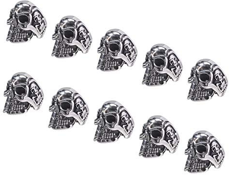 UNICRAFTALE 10St 8mm Schädelperlen 304 Edelstahl Halloween Perlen Antik Silber Europäische Perlen Metall Skeleton Perlen Große Loch Perlen Für Halloween Halskette Armbänder Schmuckherstellung