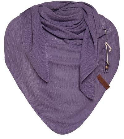 KNIT FACTORY - Lola Dreieckstuch - Fein Gestrickter Damen Schal - Tuch Schal - Für Frühling und Sommer - Baumwollmix - Violett - 190x85 cm