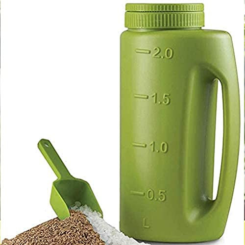 Spreader Shaker Salt Seed Spreader for Seeds 2L Ice Melt Tool Garden Fertilizer Plant Food Spreader Adjustable Handheld Lawn Fertilizer Bottle with Scoop Nice Design