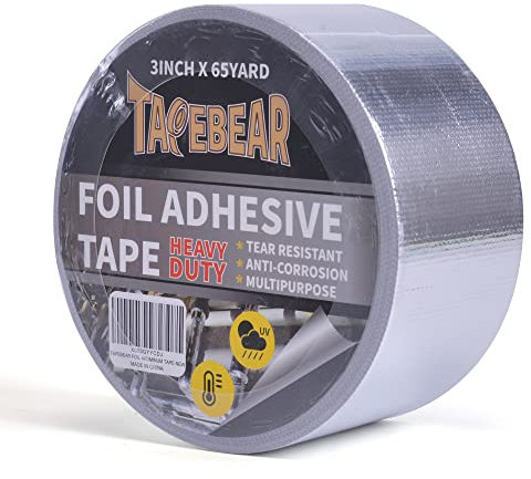 TAPEBEAR Aluminiumband Klebeband Verstärkt Mit Einem Glasgittergewebe Alu Klebeband Metallklebeband Aluband, Hitzebeständiges 80° C ~ 100° C 3inch X 65yard