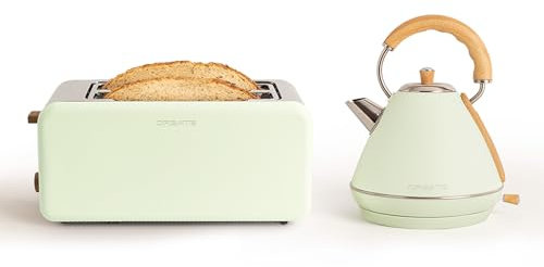 CREATE/PACK TOAST RETRO XL + KETTLE RETRO L/Toaster Pastellgrün mit Wasserkocher Pastellgrün/Wasserkocher 1,7 L