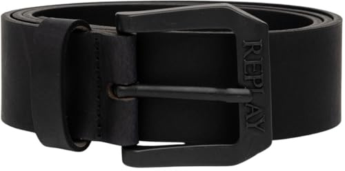 Replay Herren Gürtel aus Leder, Black 098 (Schwarz), 105