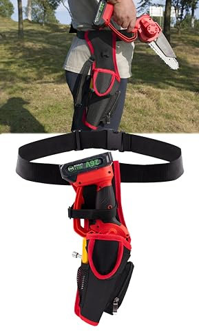 SXYM Mini motosierra a batería Funda para cinturón, Funda para motosierra de una mano, Forrada con panel PE antipeso para motosierras a batería de 4/5/6 Libera las manos mientras trabaja