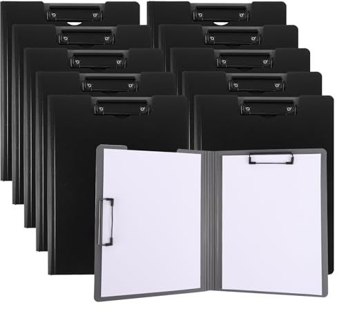 FWEEK Porte Bloc A4 avec Pince, Classeur avec Pince A4 32x23.5 cm, Clip Board Rigide et Pliable, Couverture de Protection, pour École, Bureau, Réunions (Noir)