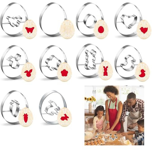 10 Stück Ausstechformen Ostern, Keksausstecher Osterhasen, Ostern Hasen Ei Schmetterlinge Plätzchen Ausstecher, Ausstecher Ostern, Mini Ausstechformen für Osterplätzchen Kuchen Fondant