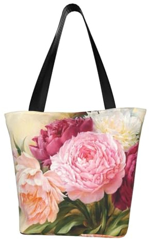 AABSTBFM Peony Flowers Blossom Printed Large Tote Bag For Women Ladies Girls - Versatile Shoulder Bag, Shopper Handbag, And Beach Bag