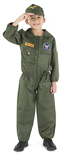 Dress Up America Top Gun Costume - Air Force Fighter Pilot Costume - WW2 Fighter Pilot Dress Up for Boys and Girls (X-Large)