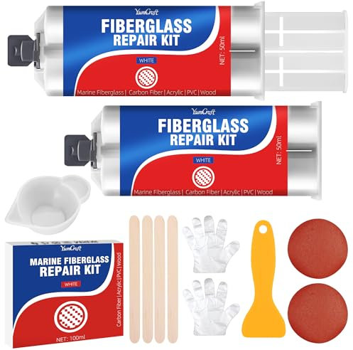 Marine Glasfaserspachtel Weiß 100ml, Glasfaser Reparaturset für Boot, Wasserdicht Gelcoat Repair Kit, Fiberglas Harz Epoxidharz Kleber, Gfk Reparaturset Schnelle Reparatur füR Kratzer, Risse, LöCher