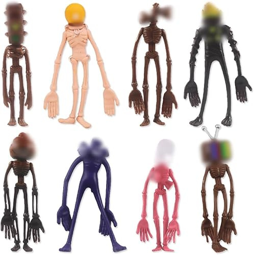 8PCS Siren Head Birth-day Cake Decoration Ornaments, Sir-en Cake Toppers,Horror Game Mini Figu-res Set,Head Theme Toppers Figures,Siren Figures Birthday Party Supplies for Kids Birthday Present