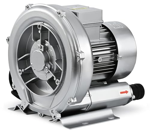 Byjoph 3/4HP Regenerative Blower, 77CFM 110V 60Hz Single Phase, High-Pressure Vortex Ring Blower, Industrial Vacuum Pump for Air Blowing Or Suction for Sewage Aeration Aquarium Fish Pond (0.74HP/550W)