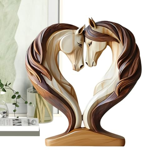 Genérico Estatuilla Caballo - Figura De Madera Decoración para Habitación | Adorno Animal Postura Acogedora para Sala De Exposiciones Guardería Estudio Estantería