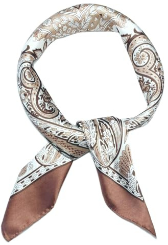 WESTEND CHOICE Square Satin silk Scarves Printed Neck Scarf 50s Retro Women Scarf Lightweight Silky Bandana Wrap women's scarves 70 x 70 cm